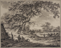 X 042
<br/>
Landschap met twee rustende wandelaars
<br/>
<em>Barbiers, Pieter (II) (1749-1842)</em>